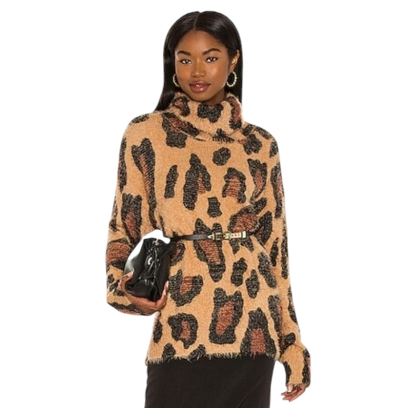Revolve Show Me Your Mumu Fatima Turtleneck Sweater In Cheetah Fever Size Small - Picture 1 of 9